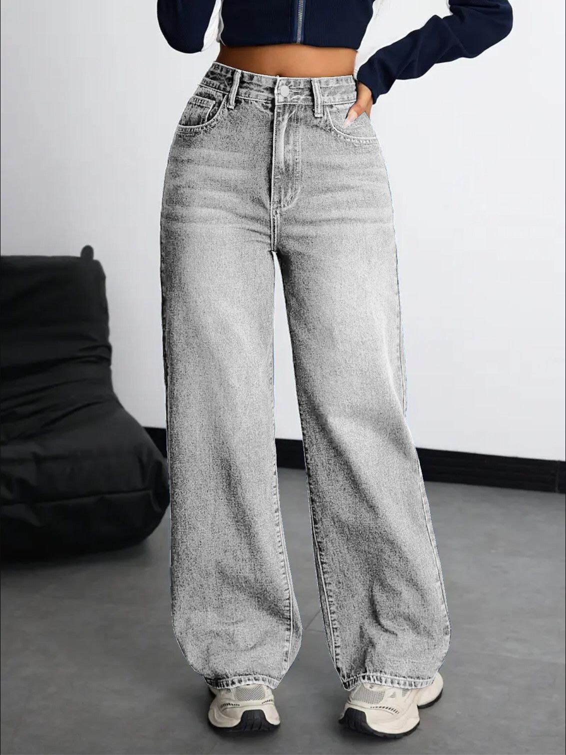 nifty Women Relaxed Fit High Rise Grey Jeans-picture-27