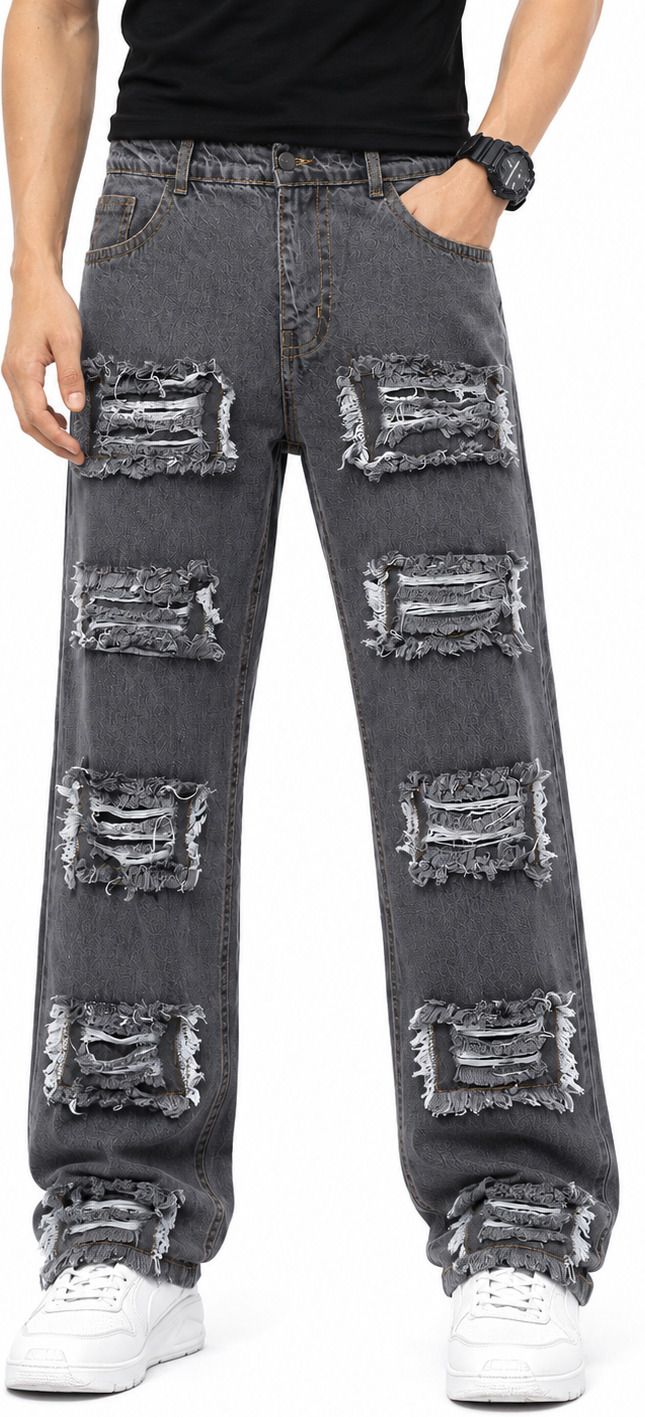 arbia funki Men Baggy Fit Mid Rise Dark Grey Jeans-picture-12
