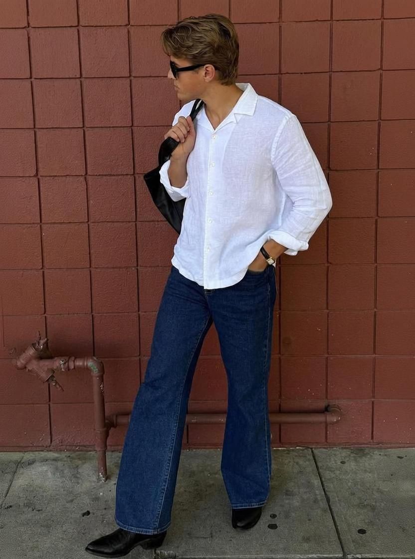 Men Loose Fit Mid Rise Dark Blue Jeans-image-29