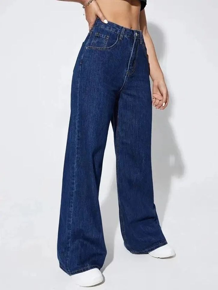 abc Women Loose Fit High Rise Dark Blue Jeans-picture-18