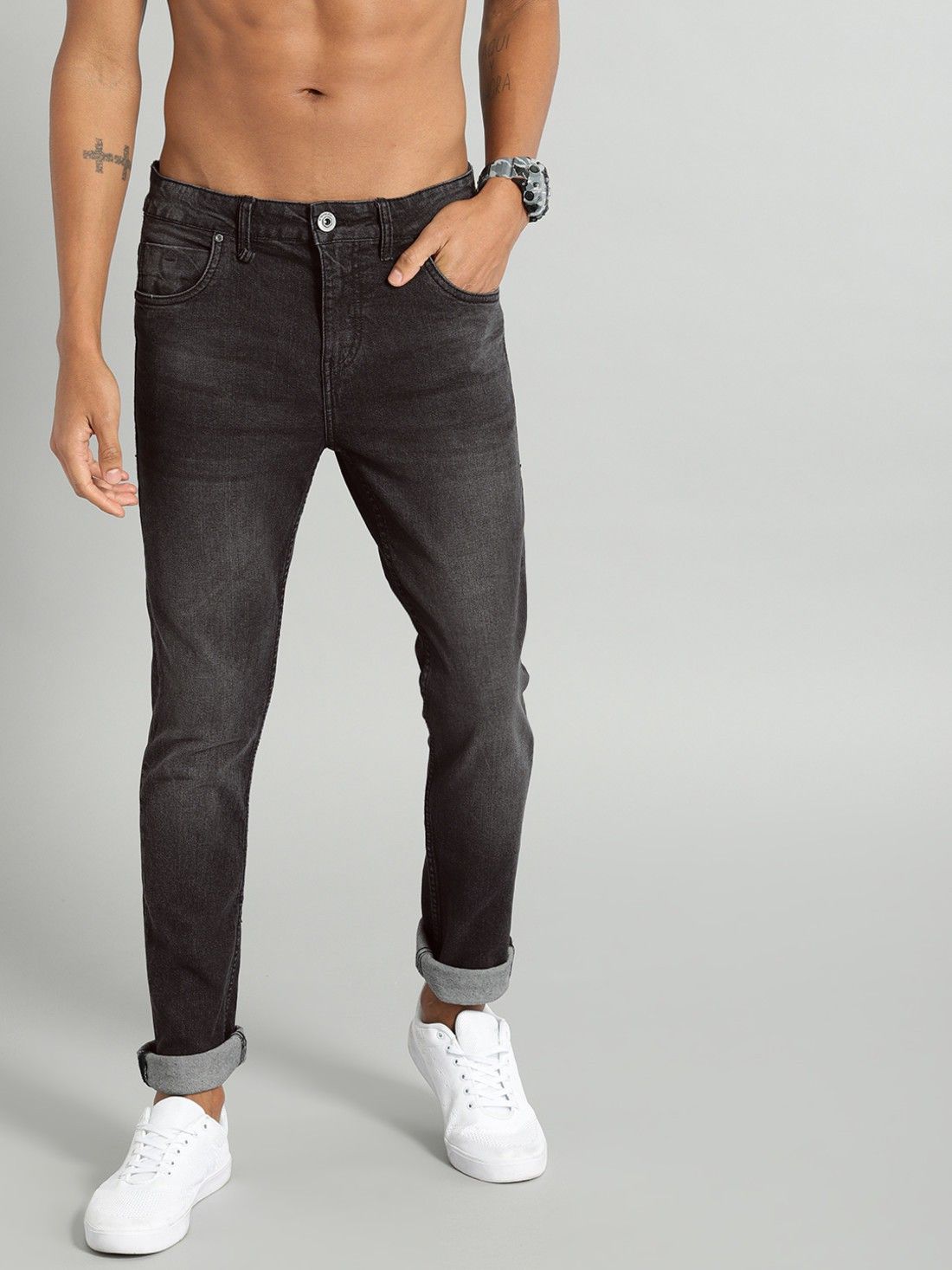 roadster Men Skinny Mid Rise Black Jeans-picture-21