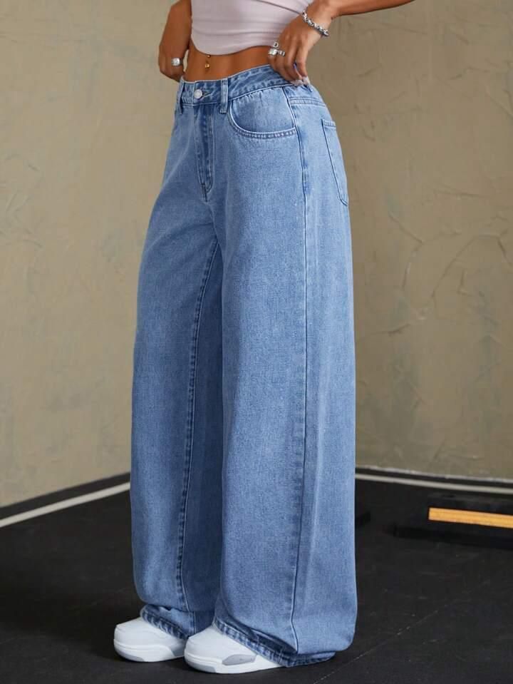 vk fashion Women Straight Fit High Rise Light Blue Jeans-picture-28