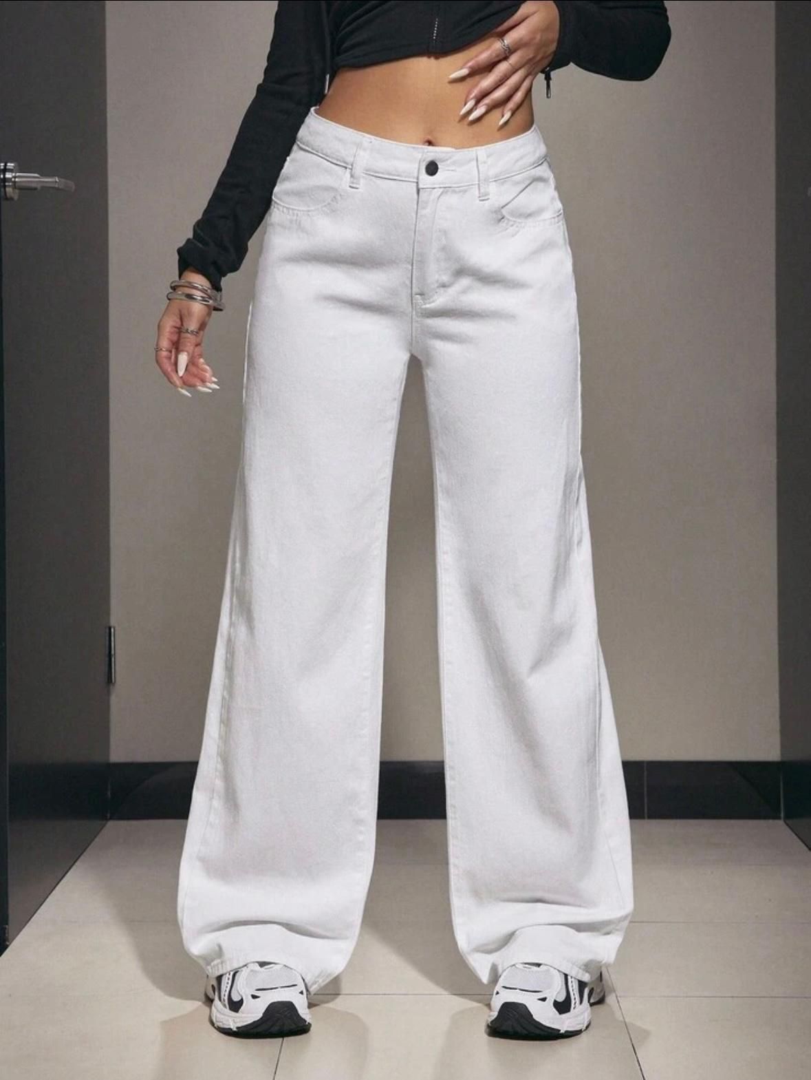 Women Straight Fit High Rise White Jeans-image-19