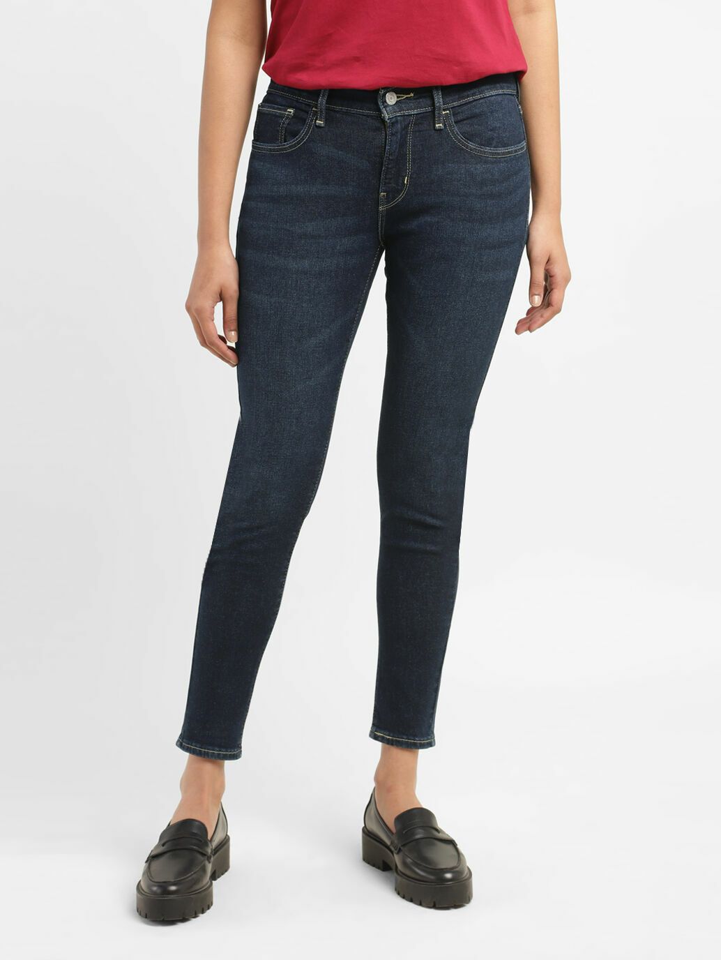 710 Women Super Skinny Mid Rise Blue Jeans