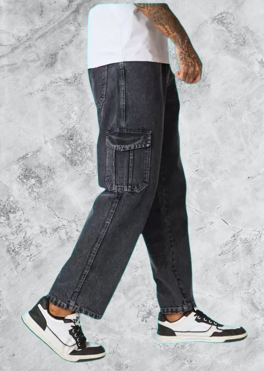 playfeel Men Straight Fit Mid Rise Dark Grey Jeans-picture-40