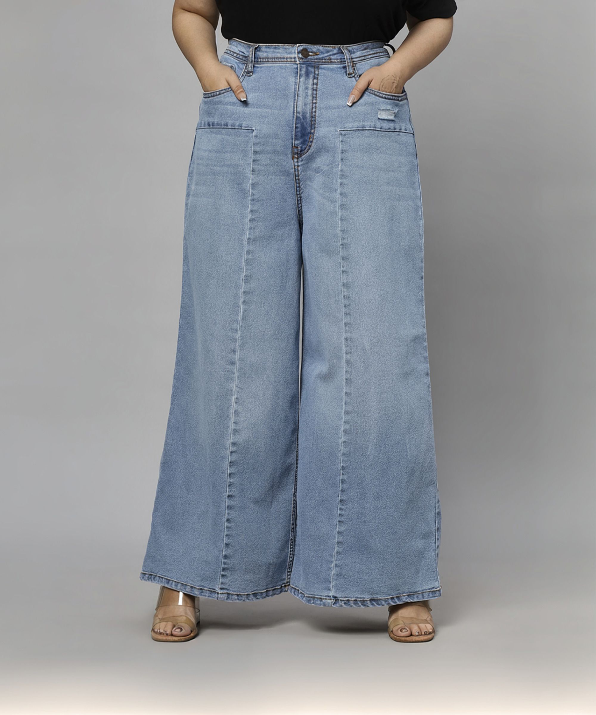 turning blue Women Flared Mid Rise Blue Jeans-picture-13