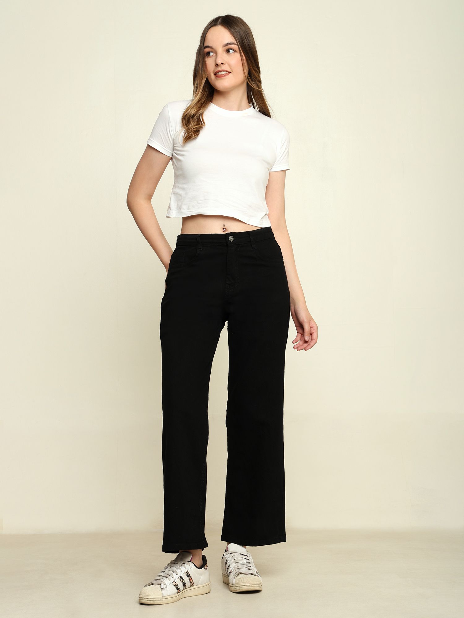 zayla Women Flared High Rise Black Jeans-picture-22
