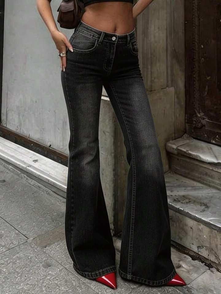 Women Boot-Leg High Rise Black Jeans-image-18