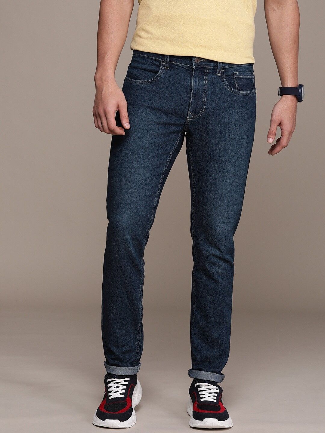 wrogn Men Slim Mid Rise Blue Jeans-picture-14