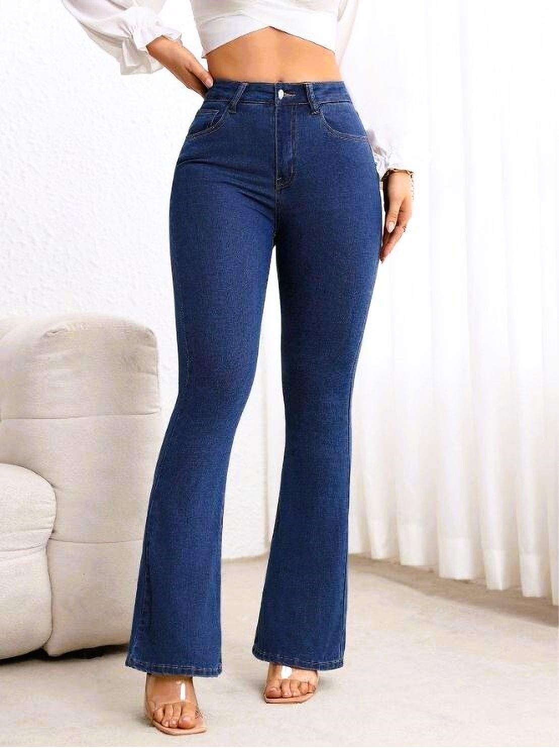 Women Boot-Leg High Rise Dark Blue Jeans