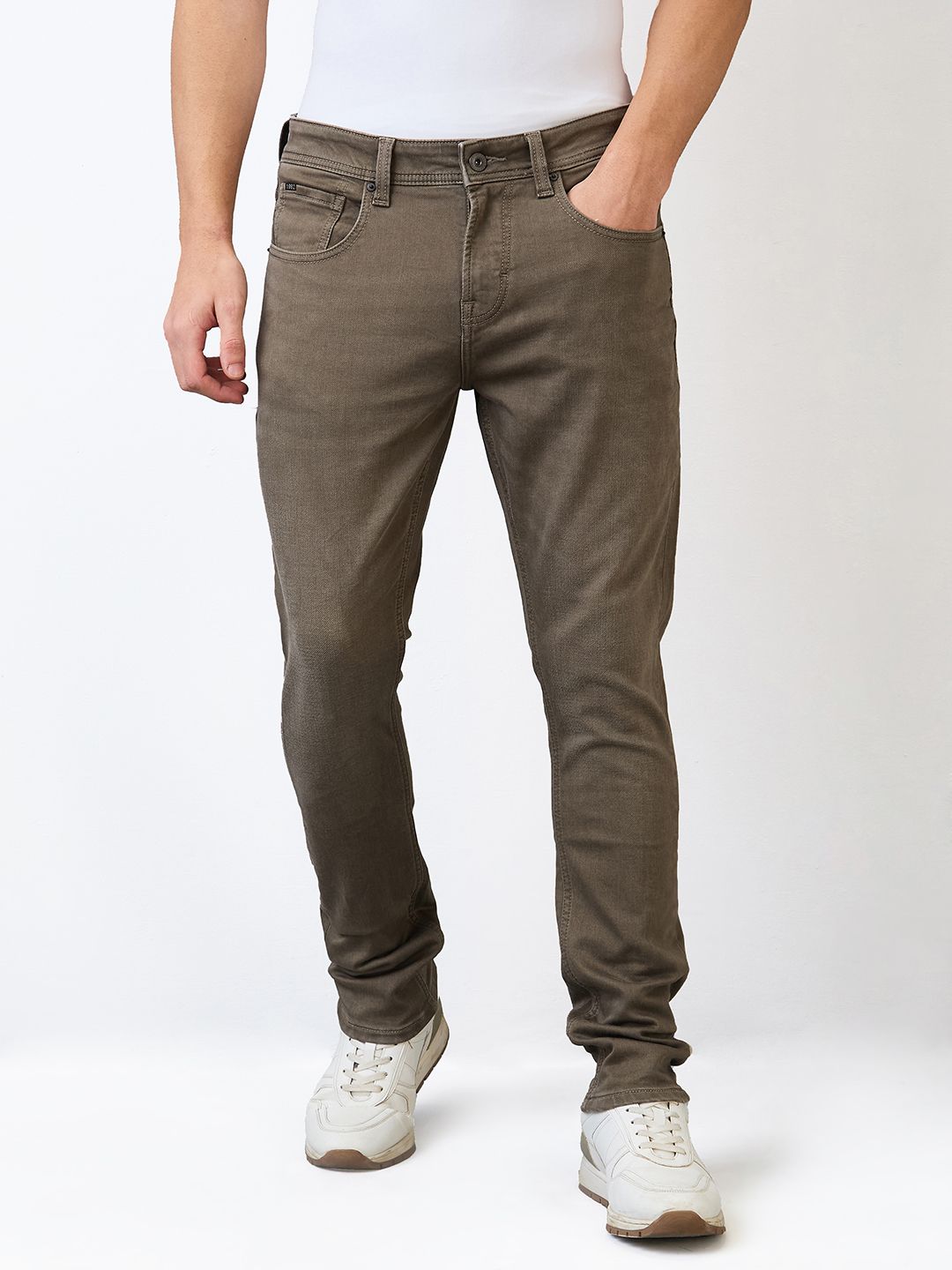 Men Slim Low Rise Brown Jeans-image-49