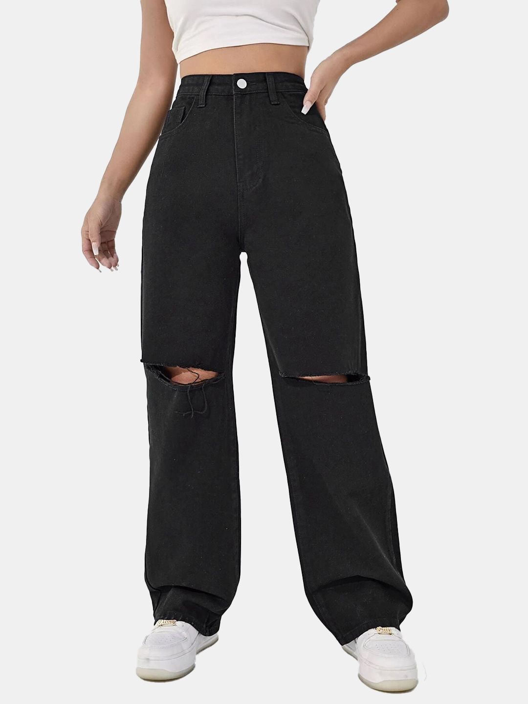 kotty Women Regular High Rise Black Jeans-picture-26