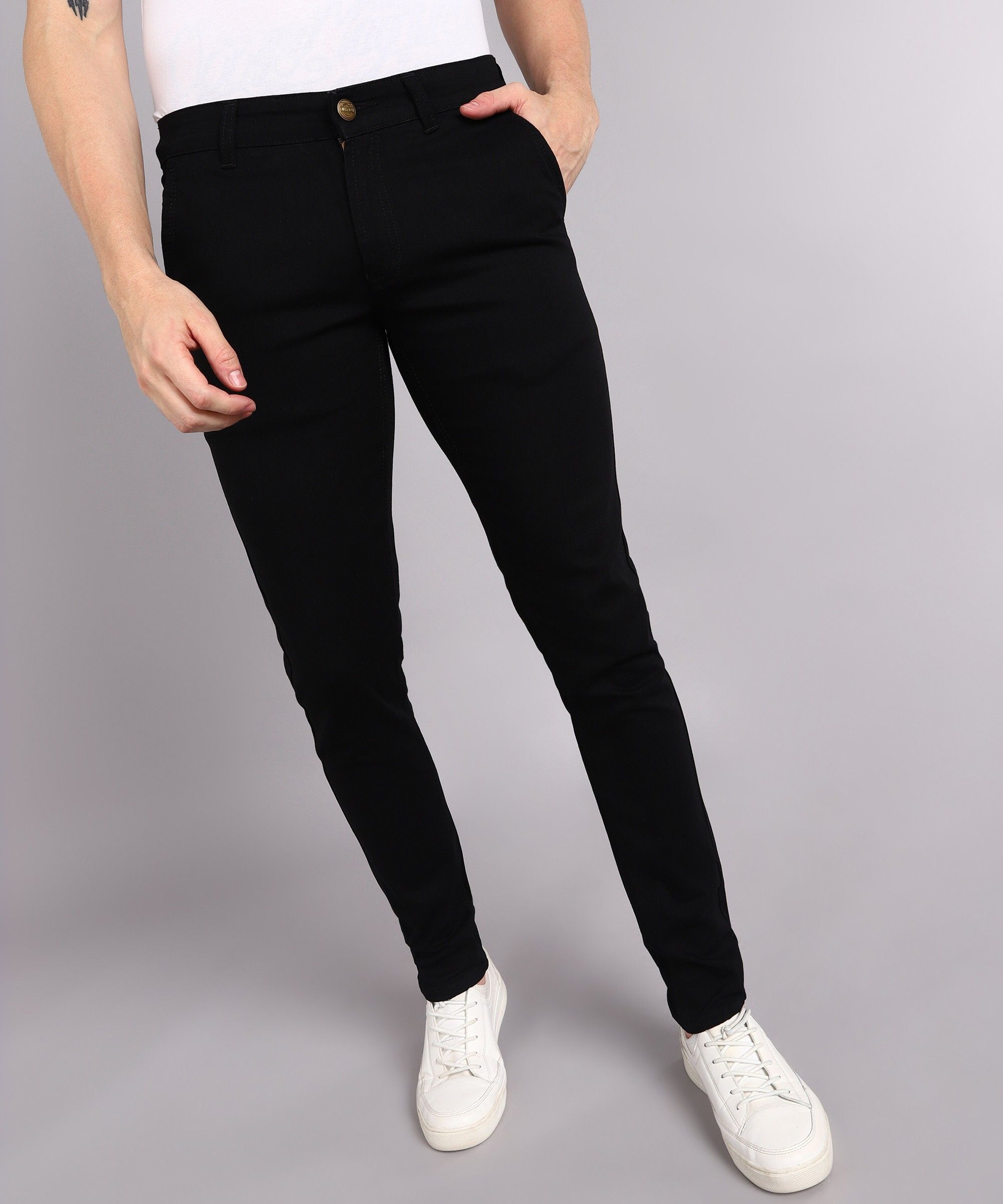 urbano fashion Men Slim Mid Rise Black Jeans-picture-33