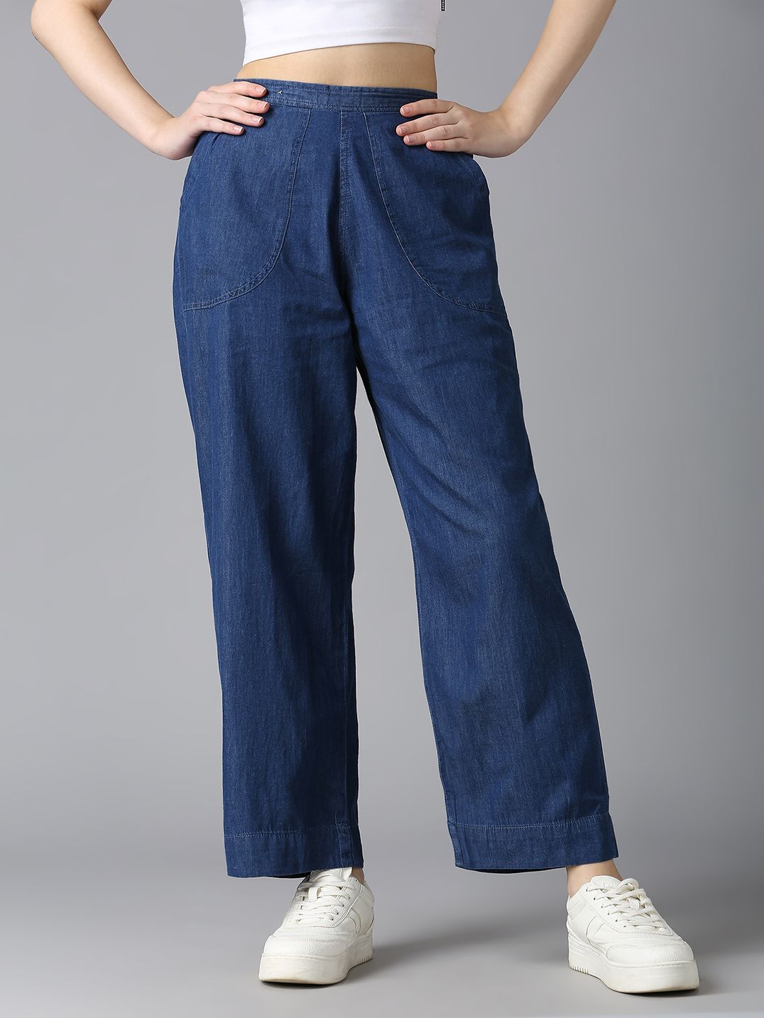 cefalu Women Loose Fit High Rise Blue Jeans-picture-14