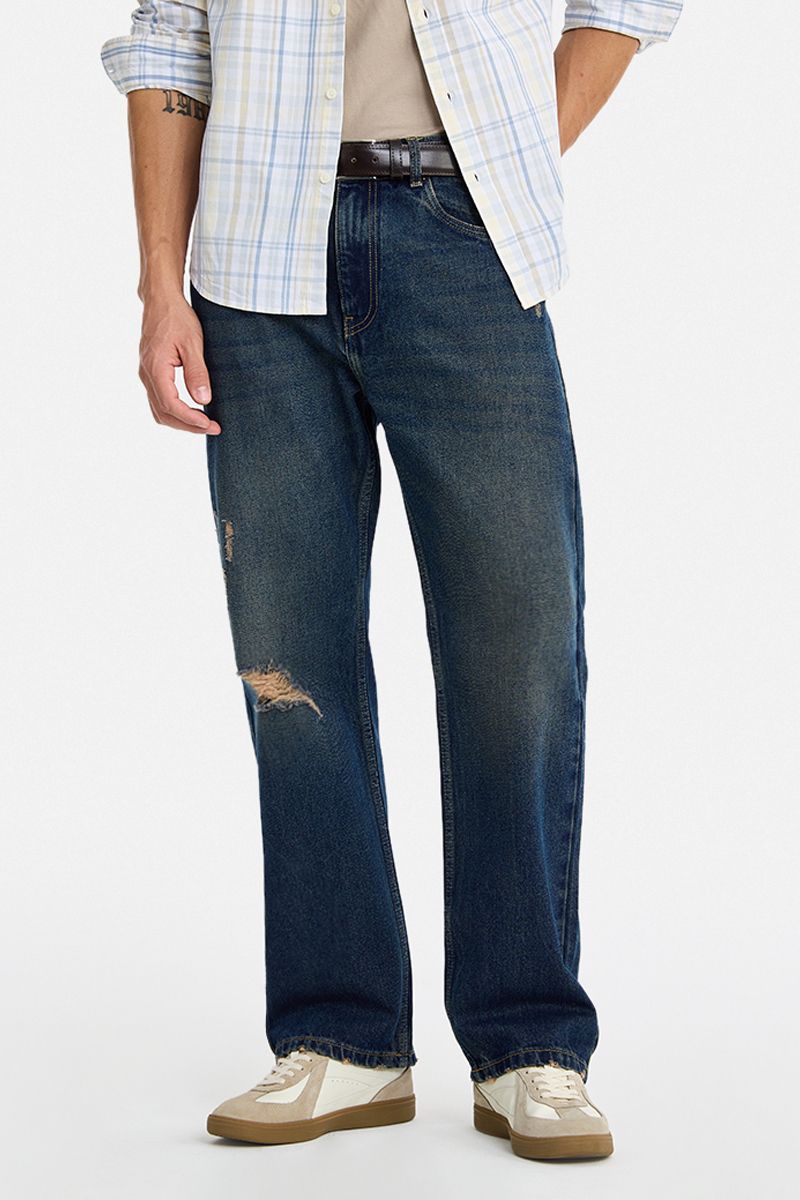 snitch Men Straight Fit Mid Rise Dark Blue Jeans-picture-14