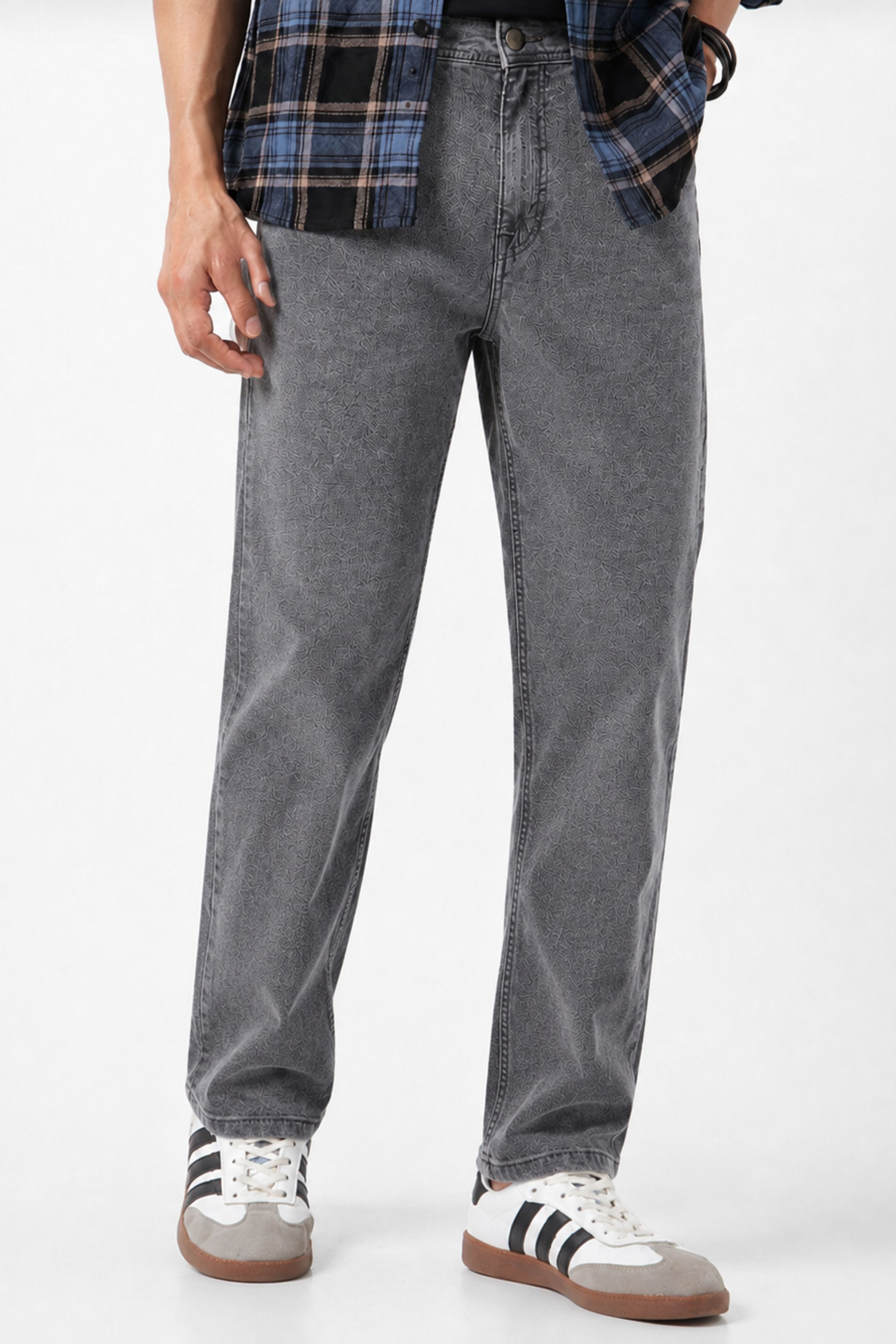 Men Straight Fit Mid Rise Grey Jeans-image-18
