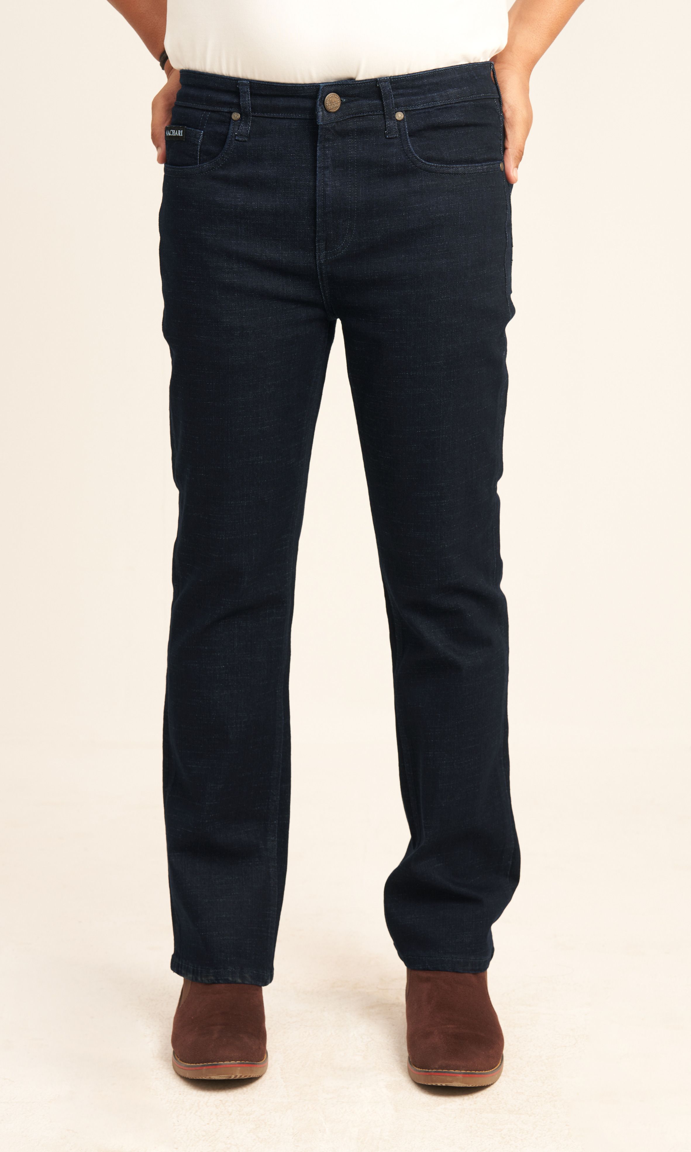 Men Boot-Leg Mid Rise Blue Jeans-image-44