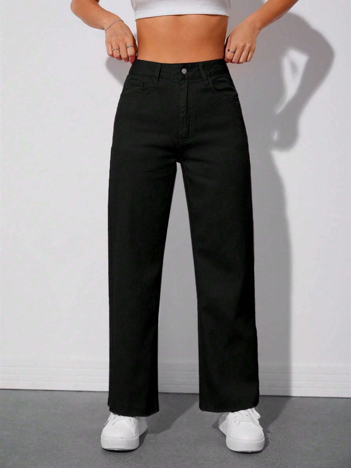 Women Flared High Rise Black Jeans