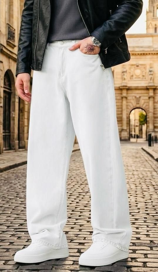 dashing fit Men Loose Fit Mid Rise White Jeans-picture-25