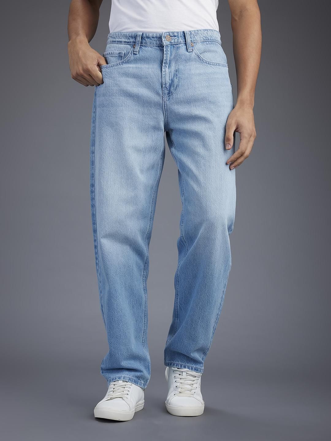 Men Relaxed Fit Mid Rise Blue Jeans-image-9