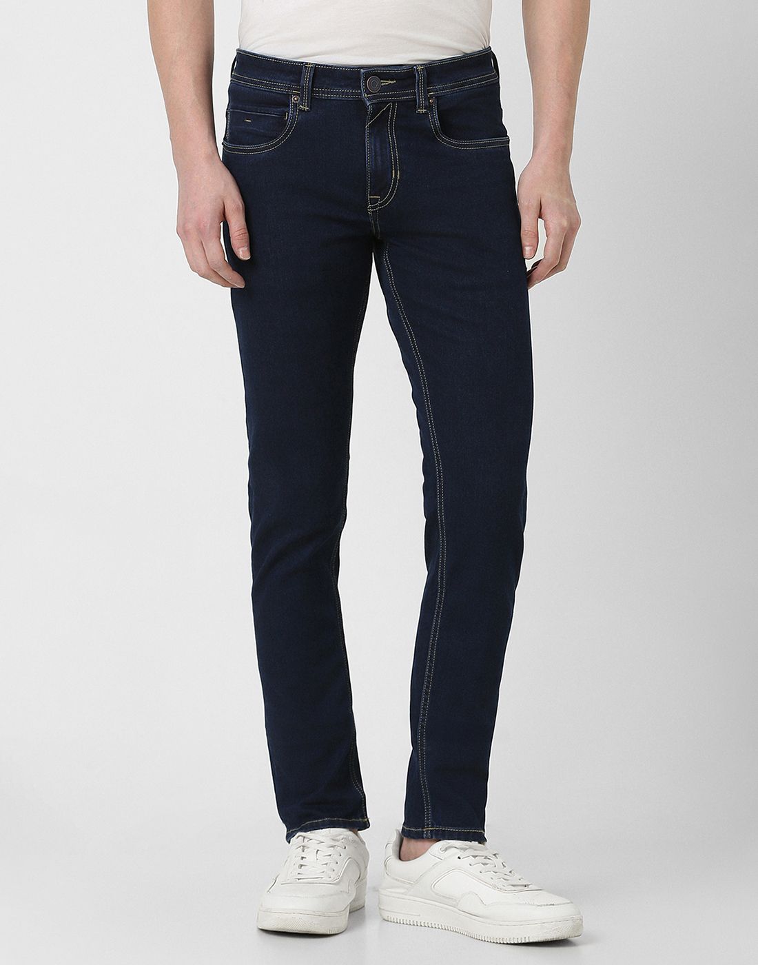 peter england Men Skinny Mid Rise Dark Blue Jeans-picture-25