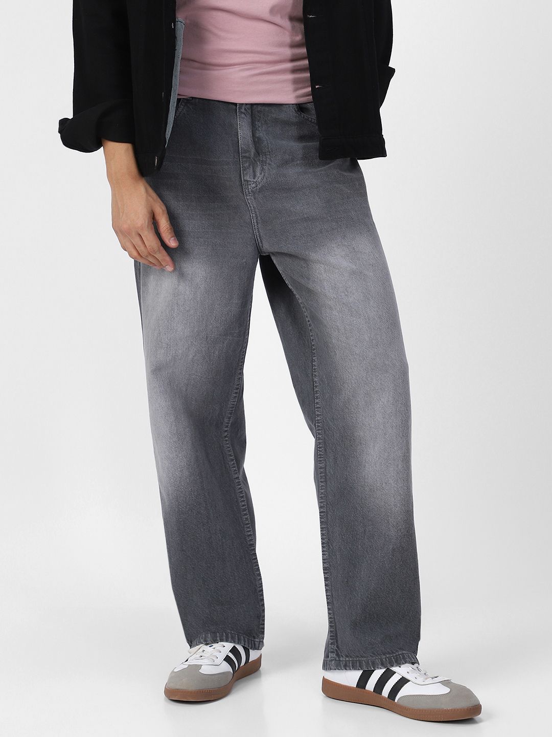 urbano fashion Men Loose Fit Mid Rise Grey Jeans-picture-14