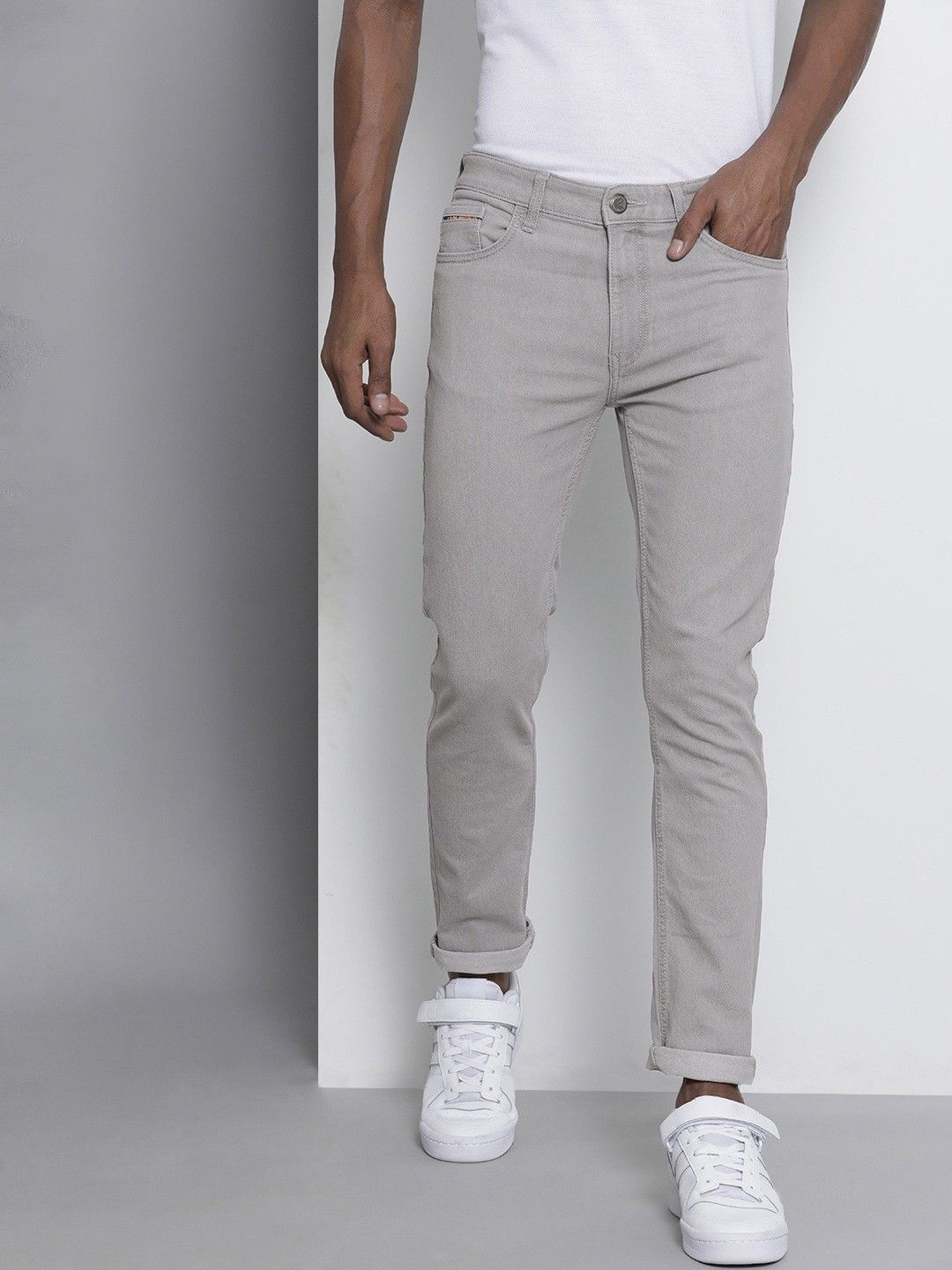 the indian garage co. Men Slim Mid Rise Grey Jeans-picture-22