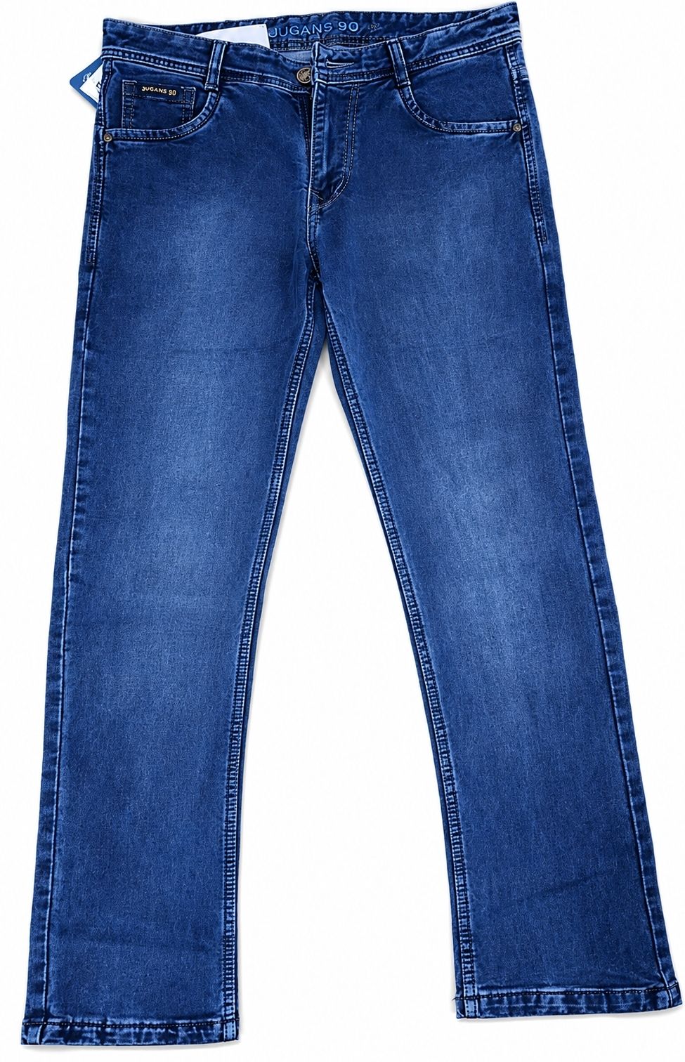 Men Straight Fit Mid Rise Blue Jeans-image-2