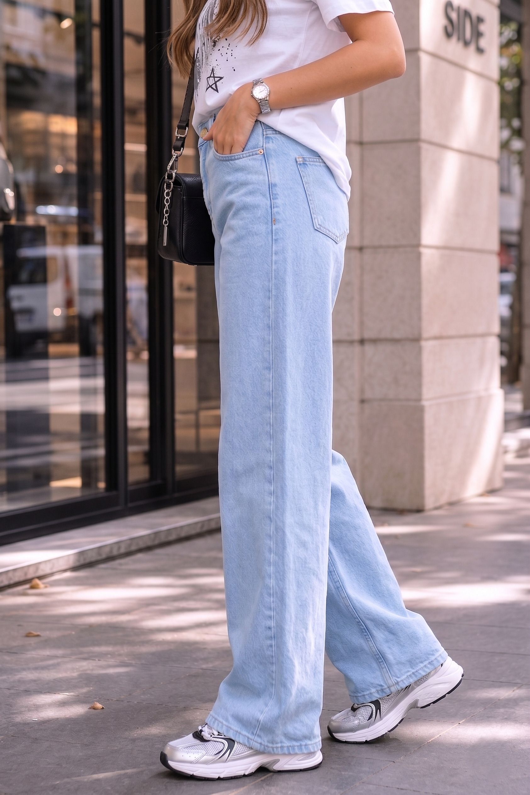 mercel Women Wide Leg High Rise Light Blue Jeans-picture-15