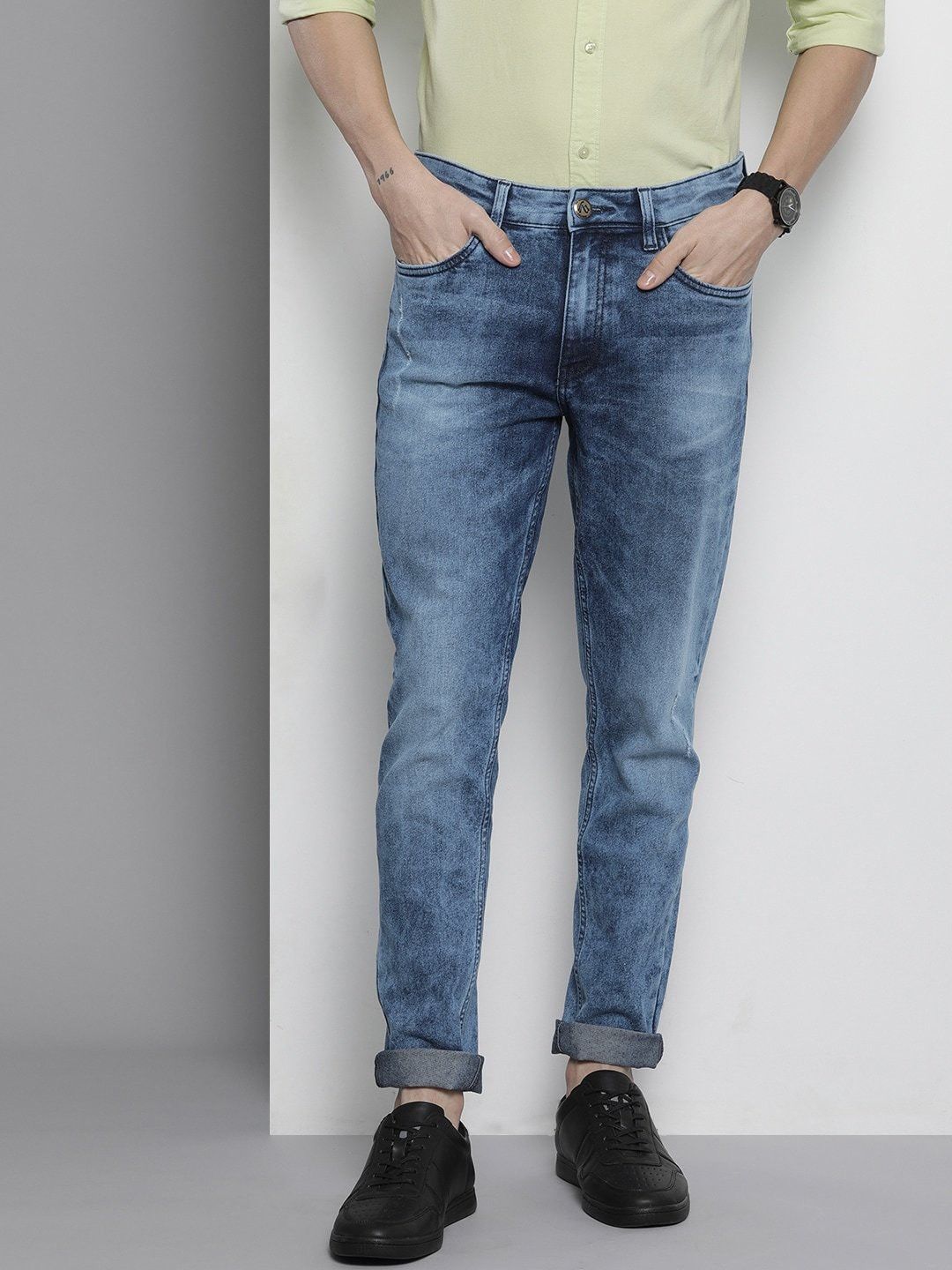 the indian garage co. Men Regular Mid Rise Blue Jeans-picture-11