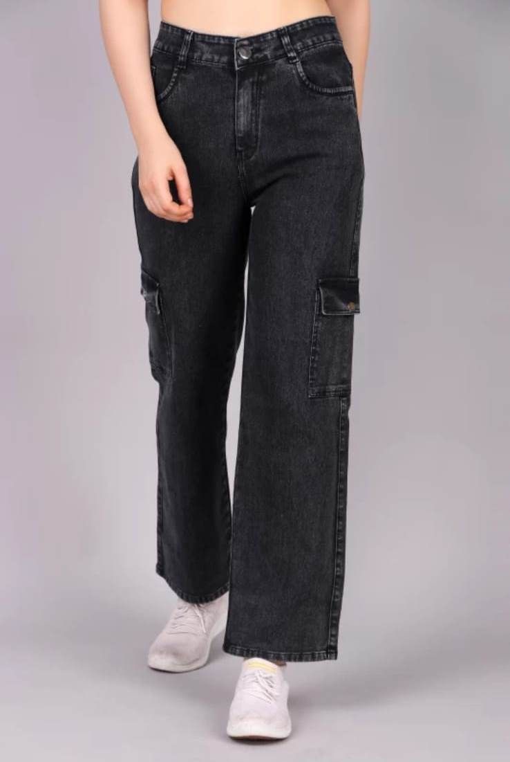 zaristaa Women Flared Mid Rise Dark Grey Jeans-picture-8