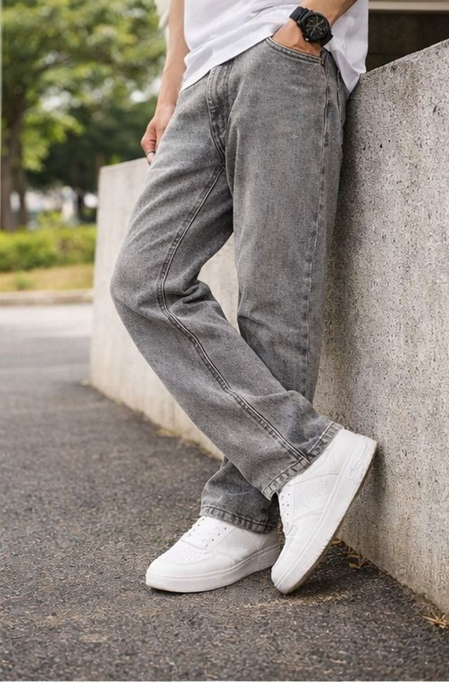 denim4men Men Straight Fit Mid Rise Grey Jeans-picture-27
