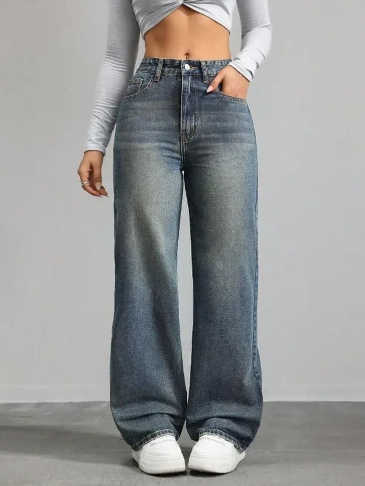 abc Women Straight Fit High Rise Blue Jeans-picture-33