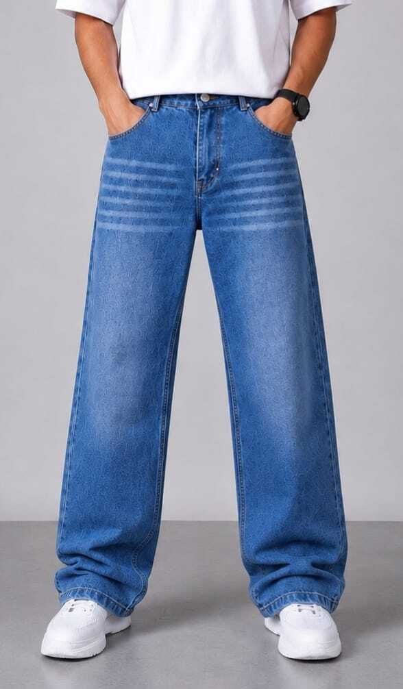 Men Baggy Fit Mid Rise Blue Jeans-image-49