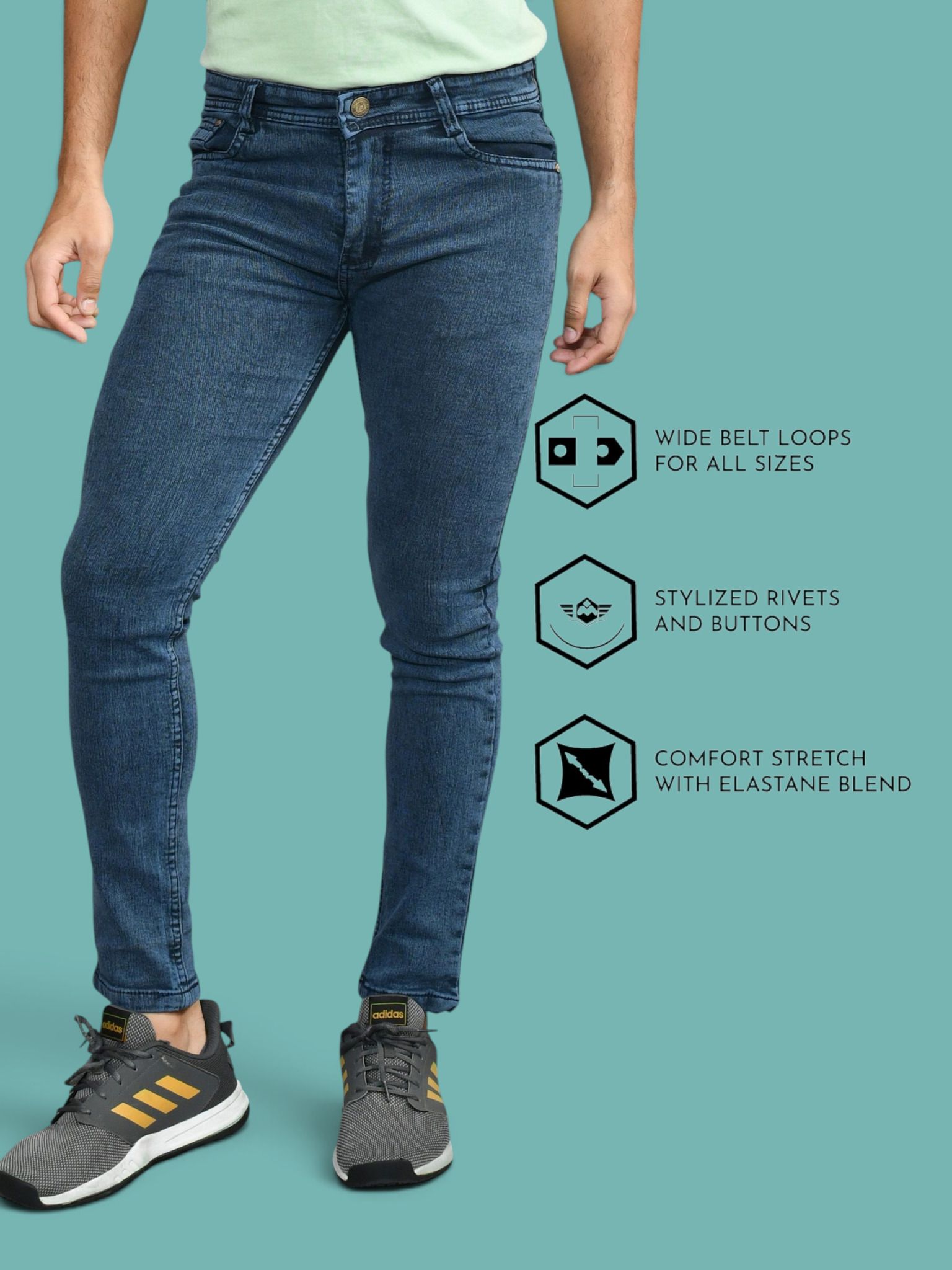 lzard Men Slim Mid Rise Dark Blue Jeans-picture-21
