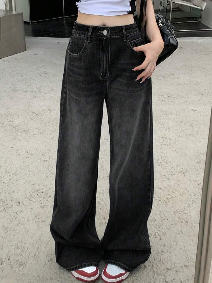 Women Baggy Fit High Rise Black Jeans-image-13