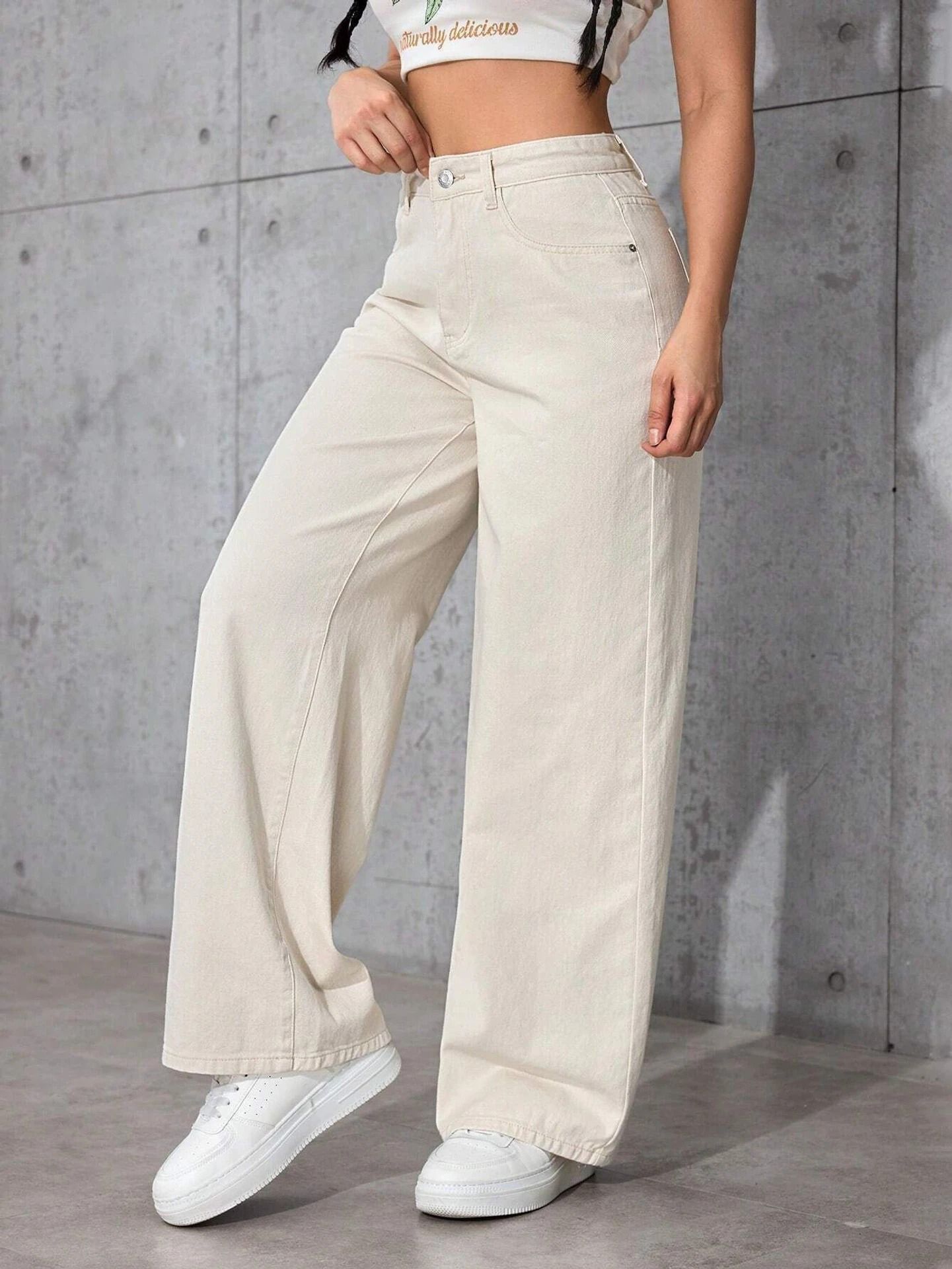 vogaan Women Baggy Fit High Rise White Jeans-picture-13