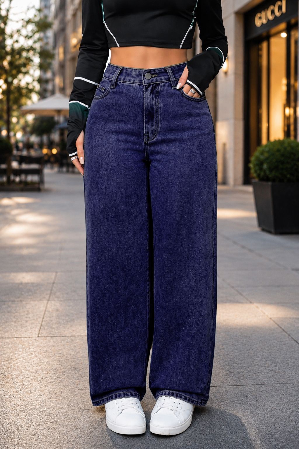 flying girls Women Straight Fit High Rise Dark Blue Jeans-picture-3