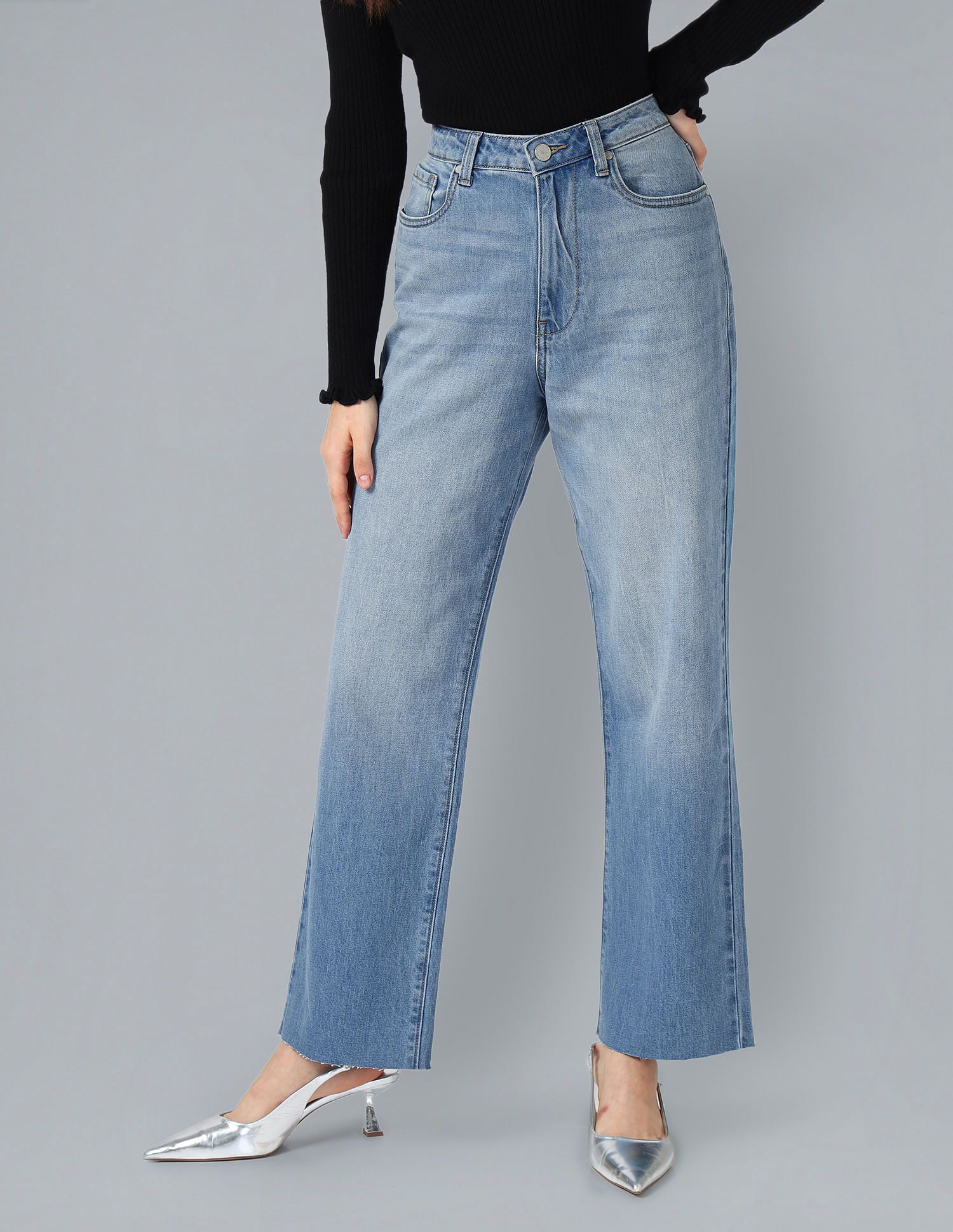 flying machine Women Relaxed Fit High Rise Blue Jeans-picture-24