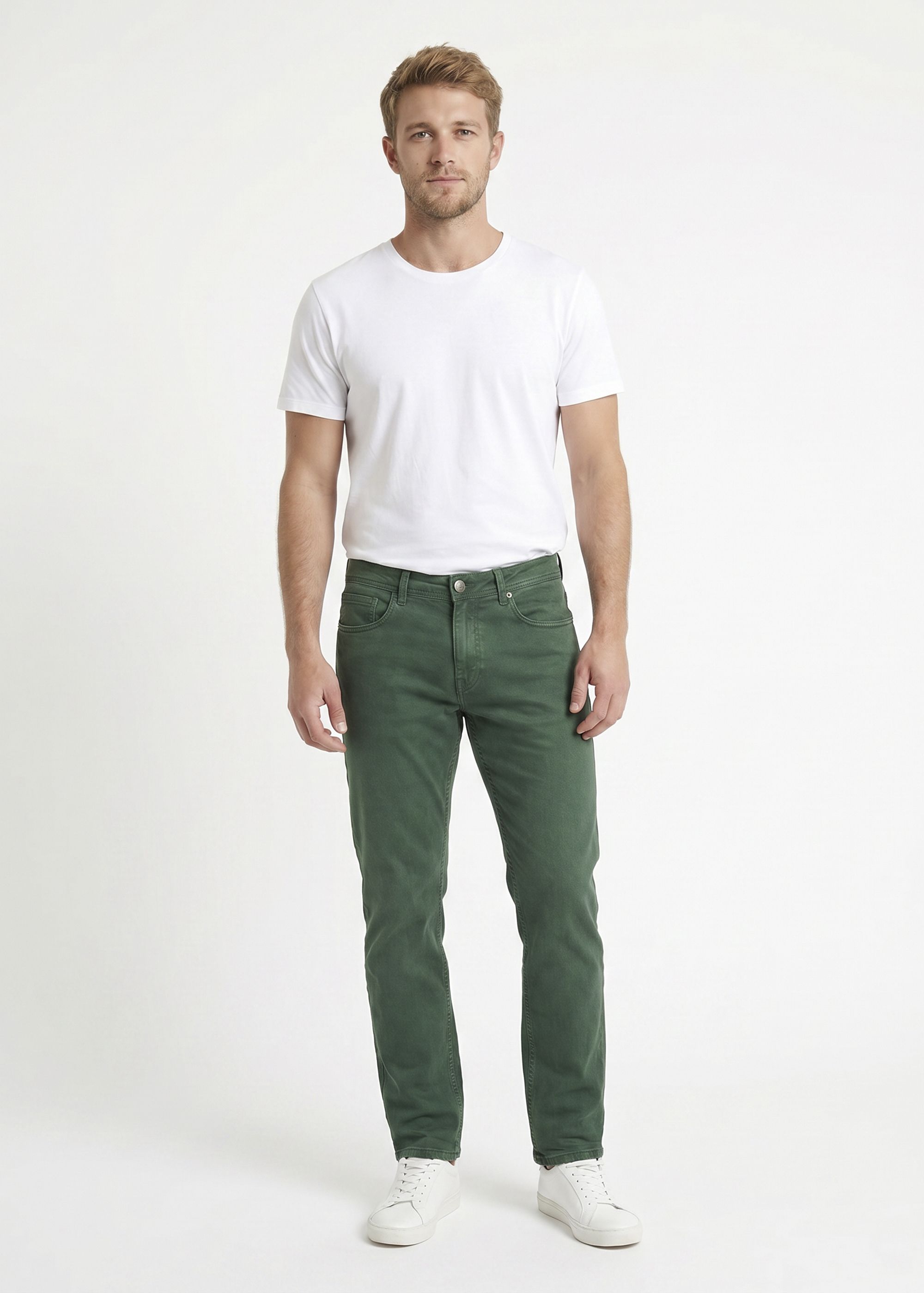 Men Skinny Mid Rise Green Jeans-image-17