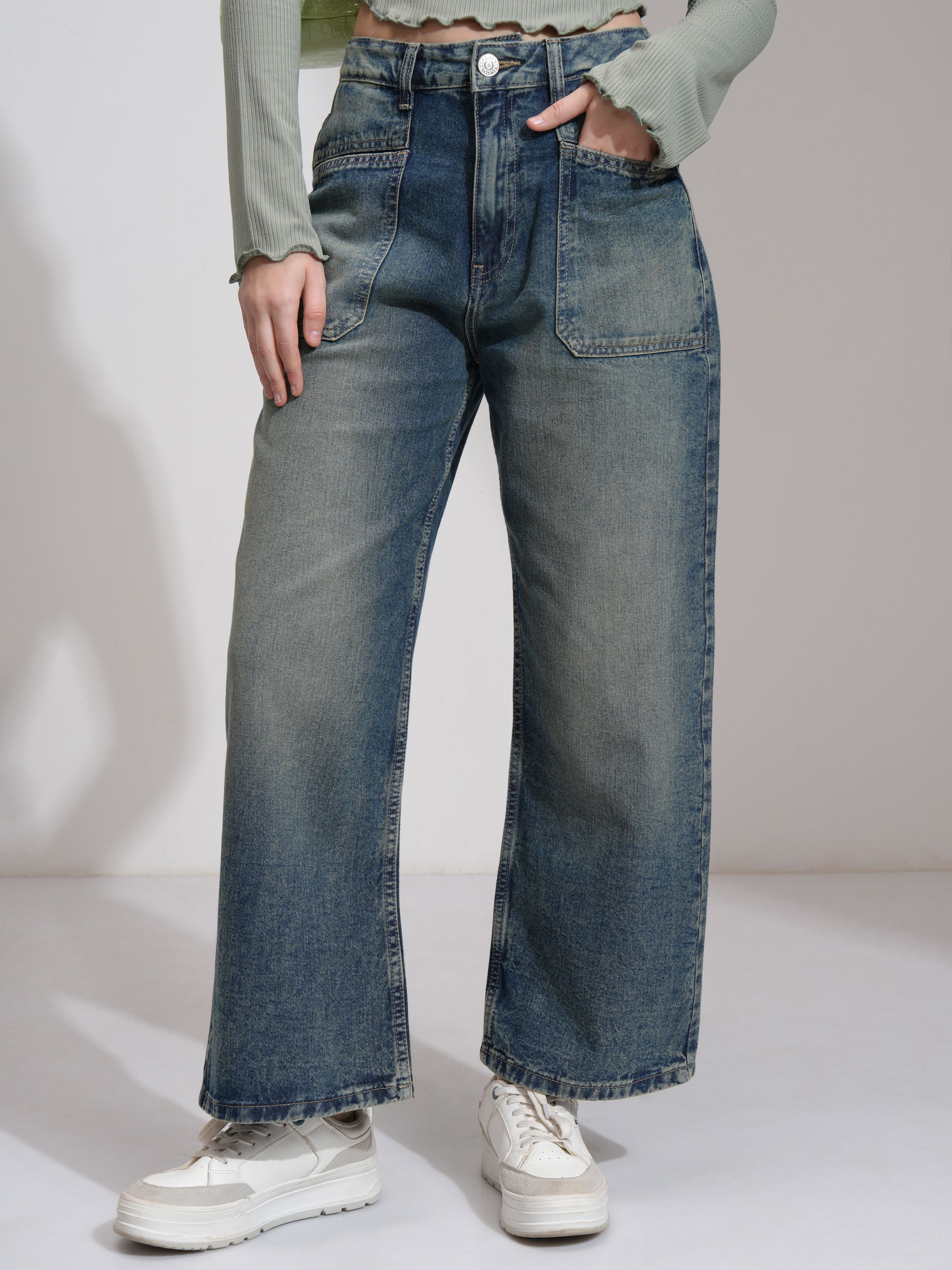 tokyo talkies Women Straight Fit Mid Rise Blue Jeans-picture-25