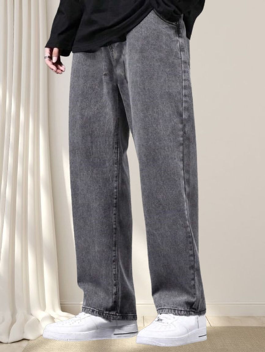 denim rush Men Loose Fit Mid Rise Grey Jeans-picture-21