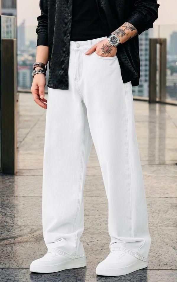 dashing fit Men Loose Fit Mid Rise White Jeans-picture-44