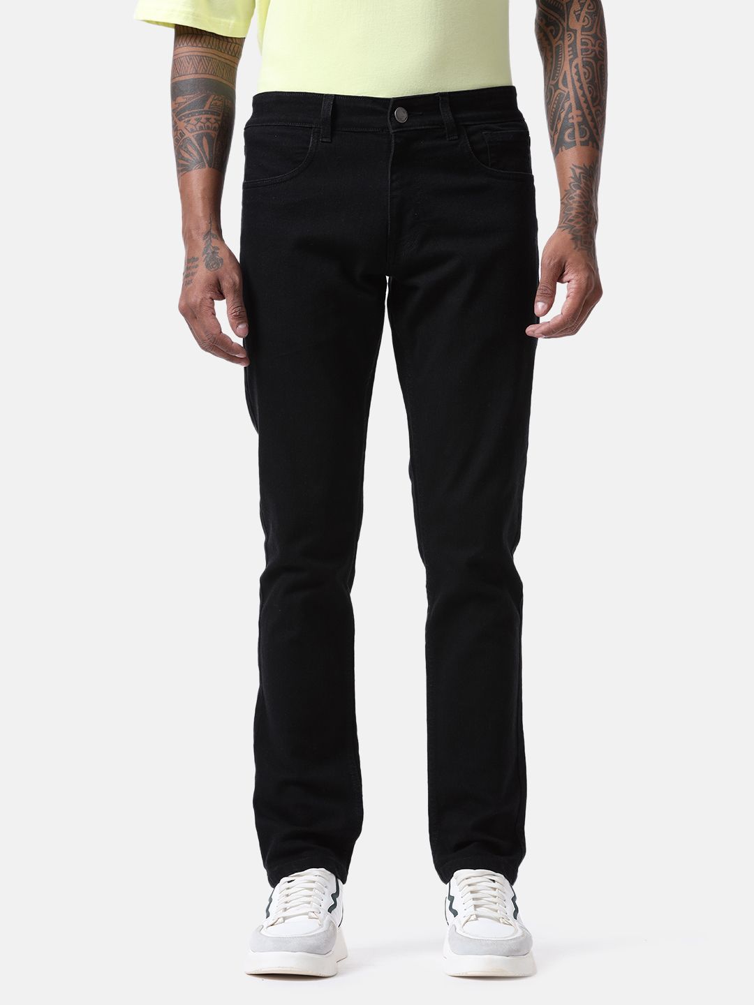 wrogn Men Regular Mid Rise Black Jeans-picture-12