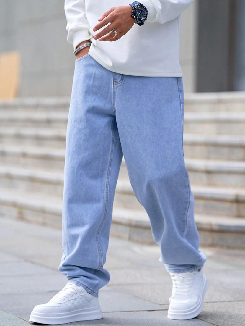 Men Boot-Leg Mid Rise Blue Jeans-image-25