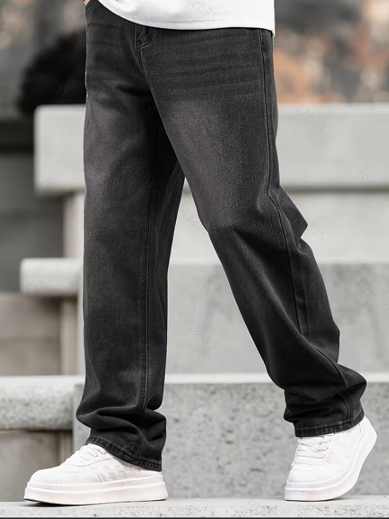 Men Straight Fit Mid Rise Grey, Black Jeans-image-25