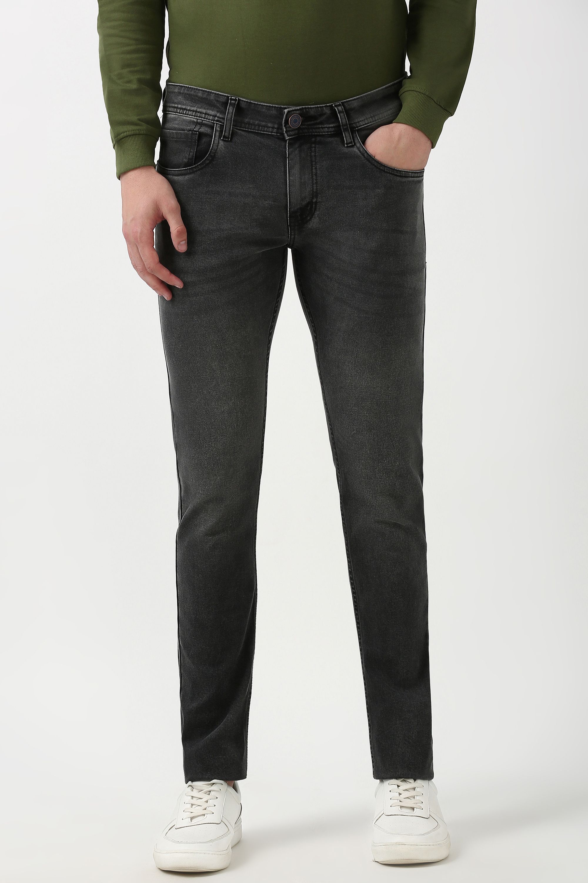 Men Slim Mid Rise Grey Jeans-image-31