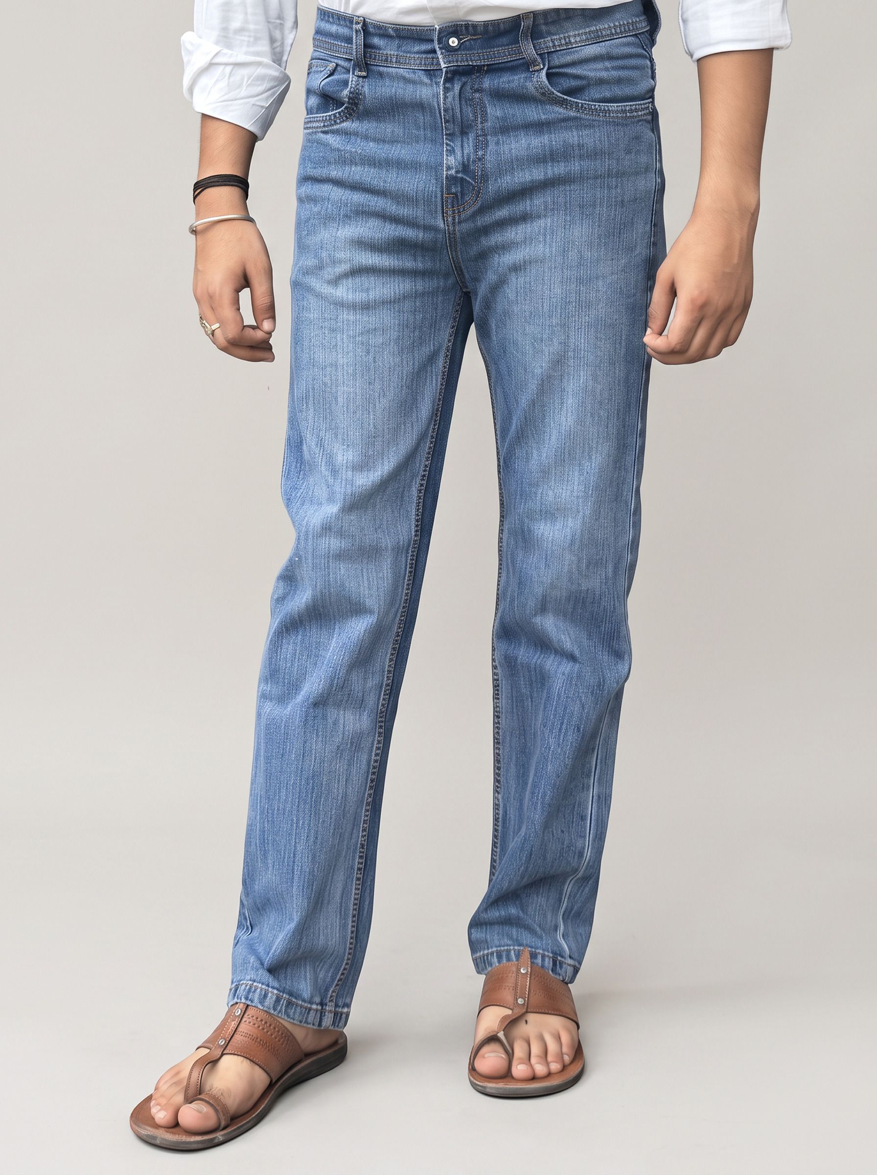 goggline Men Straight Fit Mid Rise Light Blue Jeans-picture-23