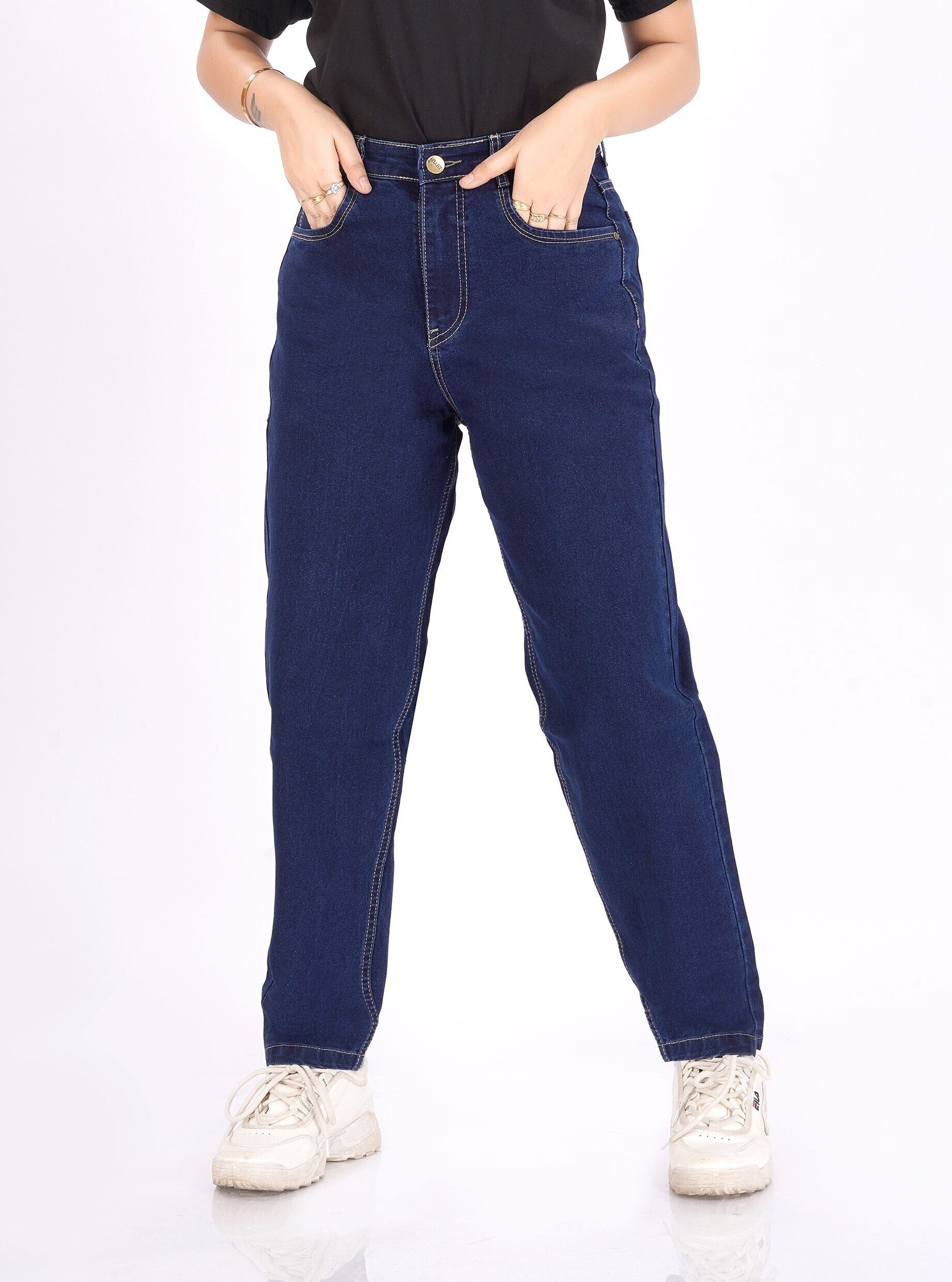 zayla Women Loose Fit High Rise Blue Jeans-picture-22