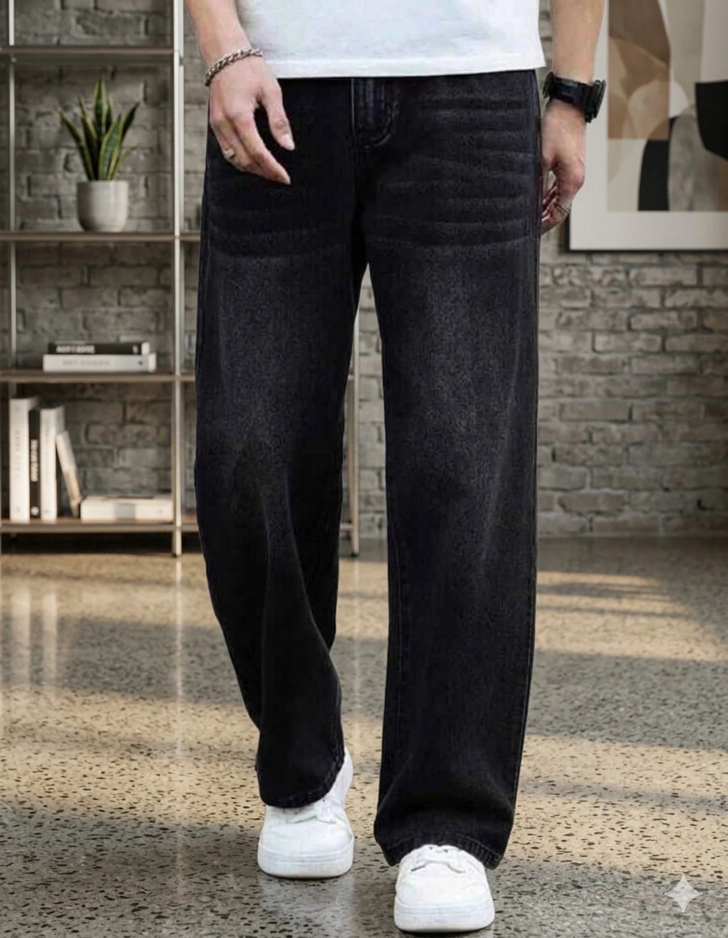 yk holdings Men Loose Fit Mid Rise Black Jeans-picture-14